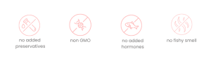 natural safe ingredients, safe, no added preservatives, non GMO, no fishy smell, no added hormones